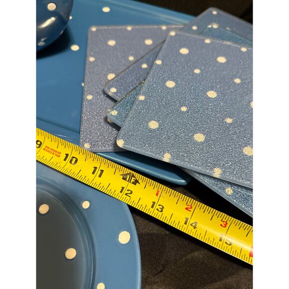 Temptations by Tara Stoneware Serving Set - Blue Polka Dots - 11 Pieces - Picture 12 of 14